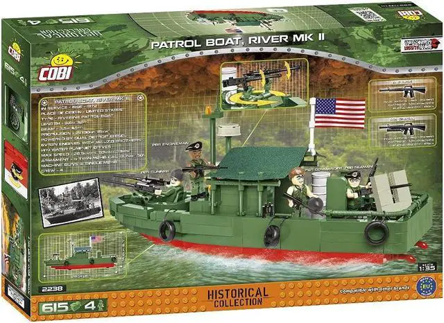 Alt view image 2 of 7 - COBI TOYS Historical Collection Vietnam War Riverine PBR Patrol Boat River MK II Ship - Model Interlocking Building Block Set # 2238