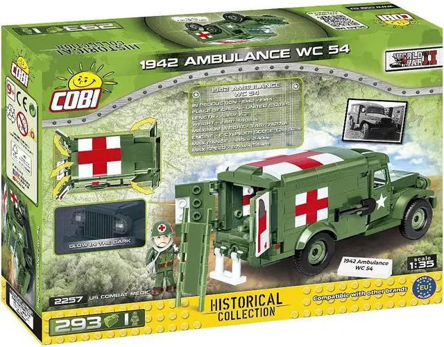 Alt view image 2 of 7 - COBI TOYS World War II US Army 1942 Dodge WC54 Ambulance - Model WW2 Interlocking Building Block Set # 2257