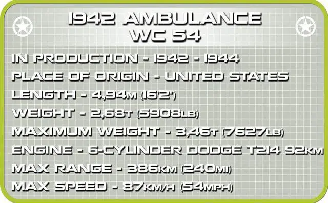 Alt view image 6 of 7 - COBI TOYS World War II US Army 1942 Dodge WC54 Ambulance - Model WW2 Interlocking Building Block Set # 2257