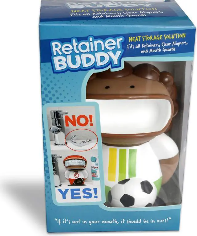 Main image of Retainer Buddy Soccer Player - Sanitary Orthodontic Storage for Retainers Clear Aligners and Mouth Guards - A Clean Stylish Case Alternative