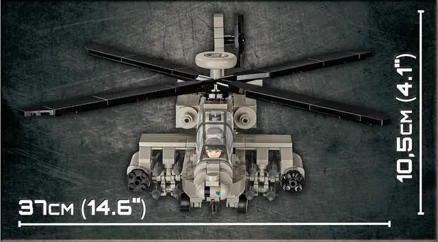 Alt view image 3 of 7 - COBI Armed Forces AH-64 Apache Helicopter 1:48 Model Building Block Set # 5808