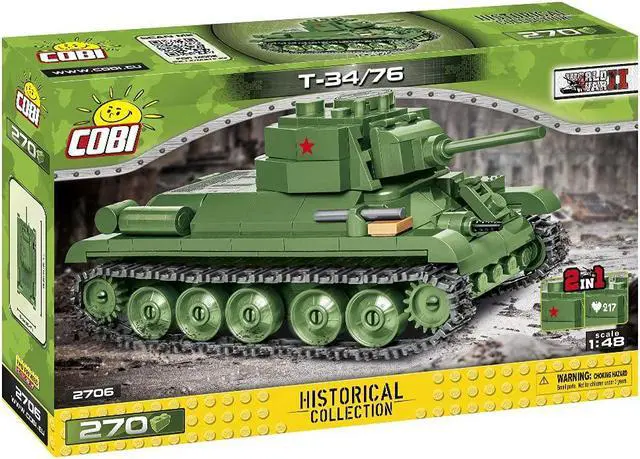 Alt view image 3 of 7 - COBI TOYS World War II T-34/76 Soviet Heavy Tank - T-34 Model WW2 Interlocking Building Block Set # 2706