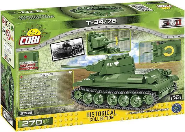 Alt view image 2 of 7 - COBI TOYS World War II T-34/76 Soviet Heavy Tank - T-34 Model WW2 Interlocking Building Block Set # 2706