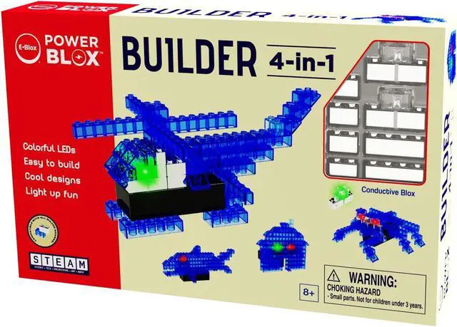 Alt view image 2 of 7 - E-Blox Power Blox Builder 4-in-1 LED Light-Up Building Blocks (PB-0729)