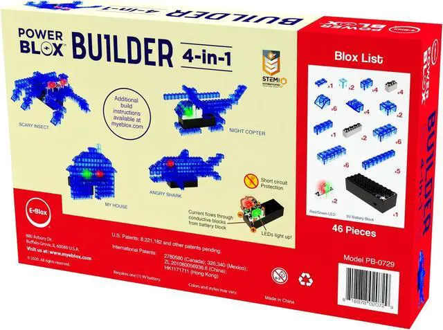 Alt view image 7 of 7 - E-Blox Power Blox Builder 4-in-1 LED Light-Up Building Blocks (PB-0729)