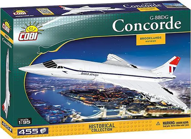 Alt view image 2 of 6 - COBI Historical Collection Brooklands Museum G-BBDG Concorde Turbojet 1:95 Plane Model Block Set #1917