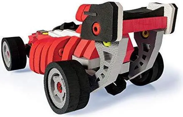 Alt view image 5 of 7 - Bloco Toys 3 in 1  Race Car - Educational STEM Toy - Formula 1, Go Kart & Dragster - DIY Interlocking Foam Building Block Construction Set (200 Pieces)