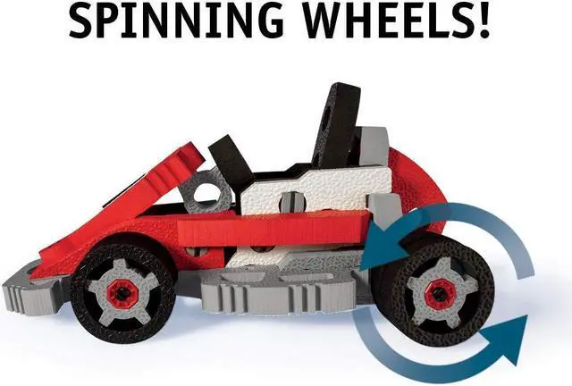 Alt view image 3 of 7 - Bloco Toys 3 in 1  Race Car - Educational STEM Toy - Formula 1, Go Kart & Dragster - DIY Interlocking Foam Building Block Construction Set (200 Pieces)