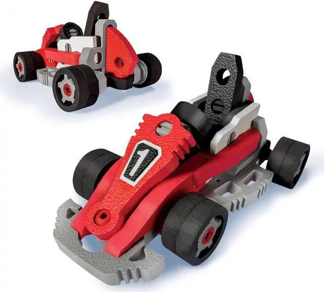 Alt view image 6 of 7 - Bloco Toys 3 in 1  Race Car - Educational STEM Toy - Formula 1, Go Kart & Dragster - DIY Interlocking Foam Building Block Construction Set (200 Pieces)