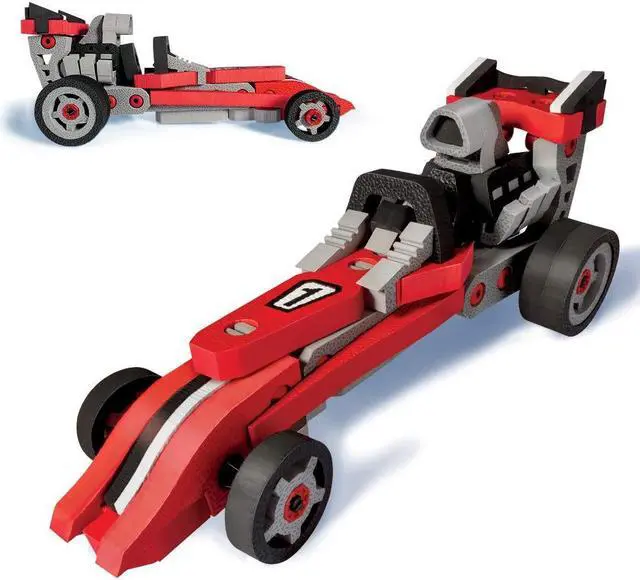 Alt view image 7 of 7 - Bloco Toys 3 in 1  Race Car - Educational STEM Toy - Formula 1, Go Kart & Dragster - DIY Interlocking Foam Building Block Construction Set (200 Pieces)