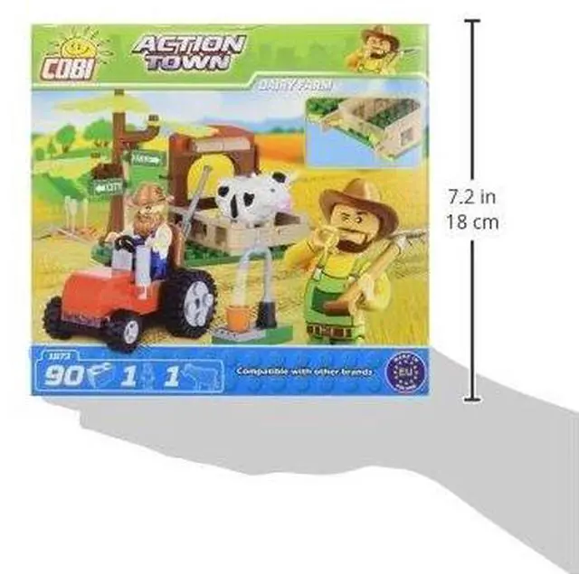 Alt view image 3 of 3 - COBI Action Town Dairy Farm And Figures - Building Block Farm Set # 1873