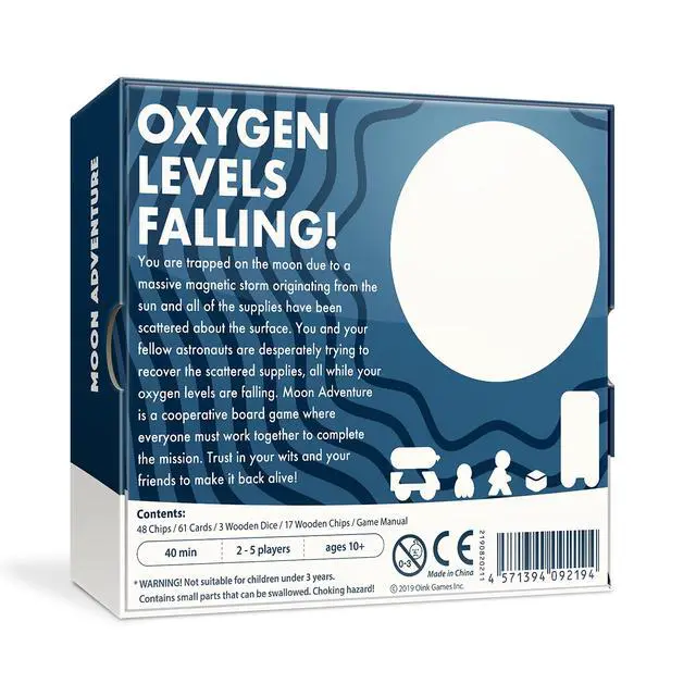 Alt view image 2 of 6 - Oink Games Moon Adventure | Cooperative Space Survival Game | Team Mission on Moon | Family Board Games | Ages 10+ | 2-5 Players | Average Playtime 40 Minutes