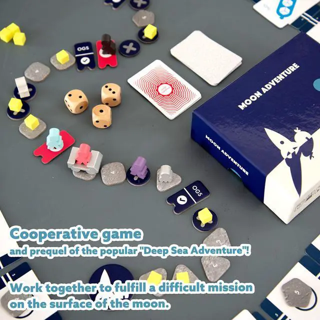 Alt view image 4 of 6 - Oink Games Moon Adventure | Cooperative Space Survival Game | Team Mission on Moon | Family Board Games | Ages 10+ | 2-5 Players | Average Playtime 40 Minutes
