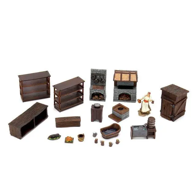 Alt view image 3 of 7 - WizKids Warlock Tiles: Accessory - Kitchen 4D Terrain Minatures | Tabletop Tavern, Dungeons, Wargames, And Roleplaying Terrain Building Set