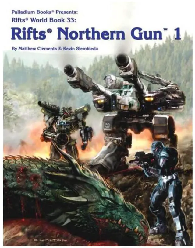 Main image of Rifts World Book 33: Northern Gun One 1 RPG Sourcebook | Tech & Arms Manufacturing Book | 27 Combat Robots & 70+ Weapons | Roleplaying Game By Palladium Books