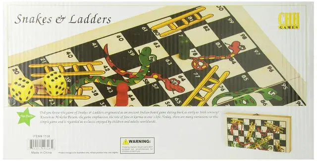 Alt view image 2 of 3 - CHH Wooden Snakes & Ladders Folding Travel Board Game | Classic Family Fun | For 2-4 Players | Great for Travel | With Pair of Dice