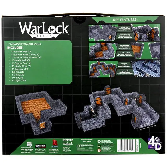 Alt view image 7 of 12 - WarLock Tiles Dungeon Straight Walls 1" Expansion Pack Roleplaying Terrain WizKids