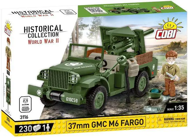 Alt view image 2 of 6 - COBI Historical Collection WWII 37mm GMC M6 Fargo Armored Vehicle Jeep Interlocking Building Block Model Set # 3116