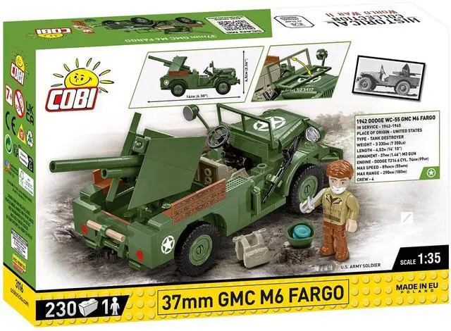 Alt view image 4 of 6 - COBI Historical Collection WWII 37mm GMC M6 Fargo Armored Vehicle Jeep Interlocking Building Block Model Set # 3116