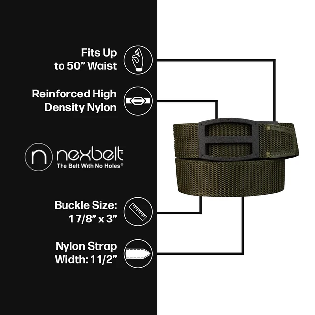 Alt view image 4 of 6 - Nexbelt EDC Green Titan 4.0 PreciseFit Nylon Gun Belt for Concealed Carry - Men's Tactical Ratchet Belt Technology - Fits Up To 50" Waist