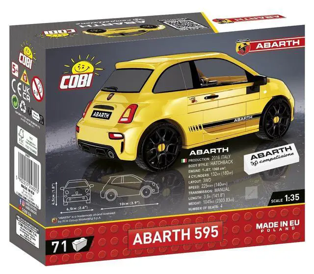 Alt view image 4 of 4 - COBI Abarth 595 | FIAT 500 Style | Modern Cars Building Block Model Set # 24601
