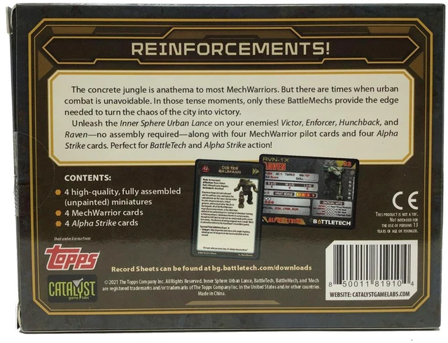 Alt view image 3 of 7 - BattleTech Mini Force Pack: Inner Sphere Urban Lance | Ready To Play Tabletop Miniatures | Tactical Urban Combat Board Game | Strategic Gameplay | 2-4 Players | By Catalyst Game Labs