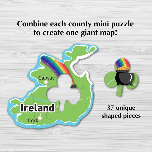 Alt view image 4 of 7 - Re-marks Map of Europe Deluxe Jigsaw Puzzle with Whimsy Pieces 24"x36" All Ages