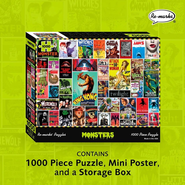 Alt view image 2 of 7 - Re-marks Monsters Collage | 1000 Piece Jigsaw Puzzle | Engaging Brain Teaser | Ages 12+ | Avg. Completion Time 4-6 Hours | Made by Re-marks