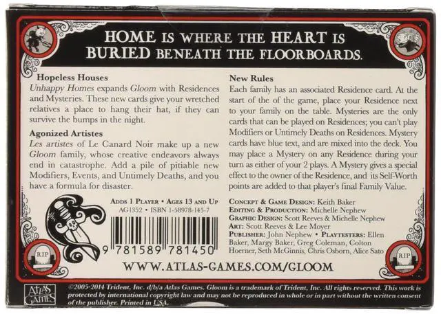 Alt view image 2 of 2 - Gloom: Unhappy Homes Expansion 2nd Edition Card Game by Atlas Games