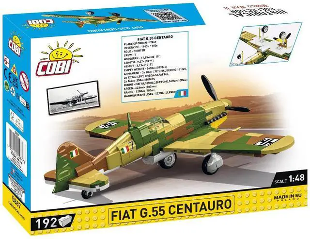 Alt view image 7 of 7 - COBI Historical Collection WWII Fiat G.55 Centauro Italian Fighter Plane Model Interlocking Building Bock Set # 5867
