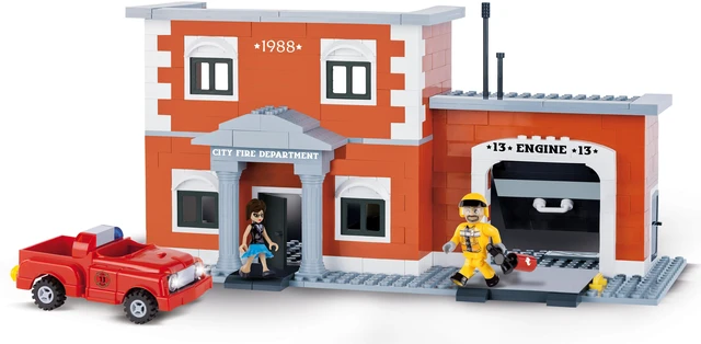 Main image of COBI Action Town Engine 13 Fire Station - Building Block Firefighter Set # 1477