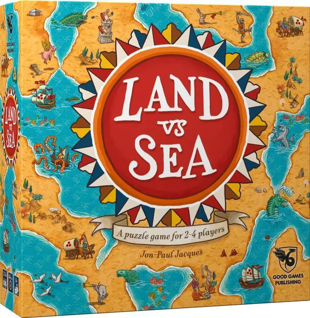 Main image of Land vs Sea Board Game | Engaging Tile-Laying Puzzle | Family-Friendly Strategy Game | Ages 10+ | 2-4 Players | Average Playtime 40 Minutes | By Good Games Publishing