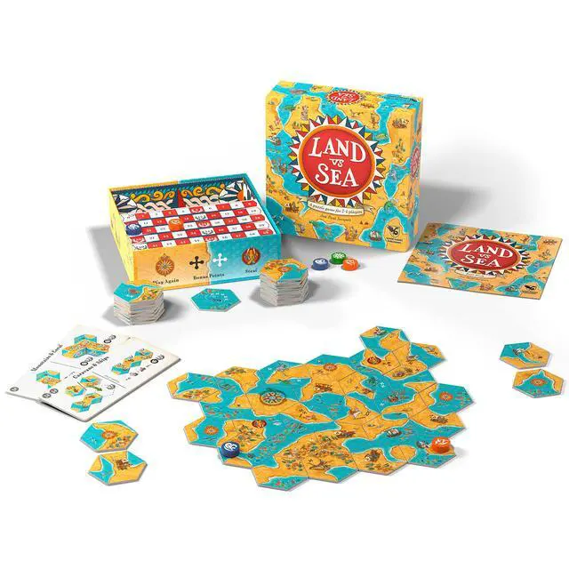 Alt view image 4 of 7 - Land vs Sea Board Game | Engaging Tile-Laying Puzzle | Family-Friendly Strategy Game | Ages 10+ | 2-4 Players | Average Playtime 40 Minutes | By Good Games Publishing