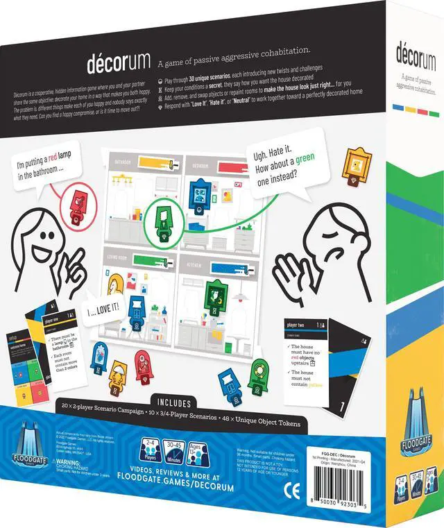 Alt view image 12 of 13 - Floodgate Games Decorum - A Game of Passive Aggressive Cohabitation, Age 12 & Up