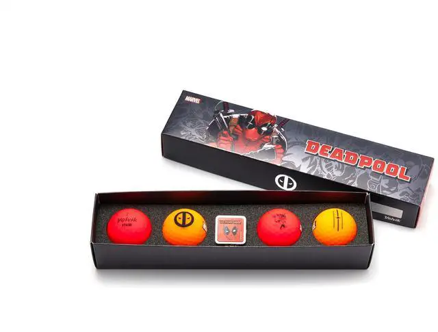 Main image of Volvik Marvel Deadpool 3.0 Golf Balls Set | 4-Pack with Exclusive Ball Marker & Magnetic Hat Clip | High-Performance 3-Piece Ball | Vibrant Matte Finish | Perfect Gift for Marvel Fans