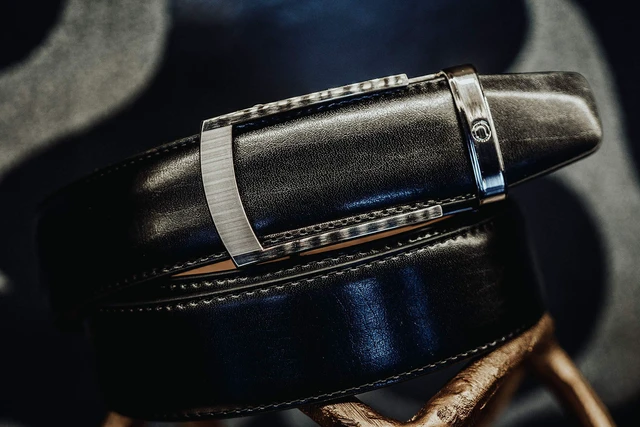Alt view image 3 of 6 - Nexbelt Golf Vanguard Slim Leather Unisex Mens Womens Dress Ratchet Belt Series - Black Leather - One Size Fits All