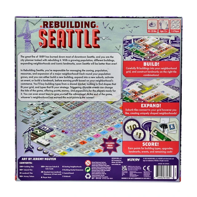 Alt view image 2 of 7 - Rebuilding Seattle Board Game By NECA | 1-5 Players | Ages 12+ | 60-120 Minutes Gameplay