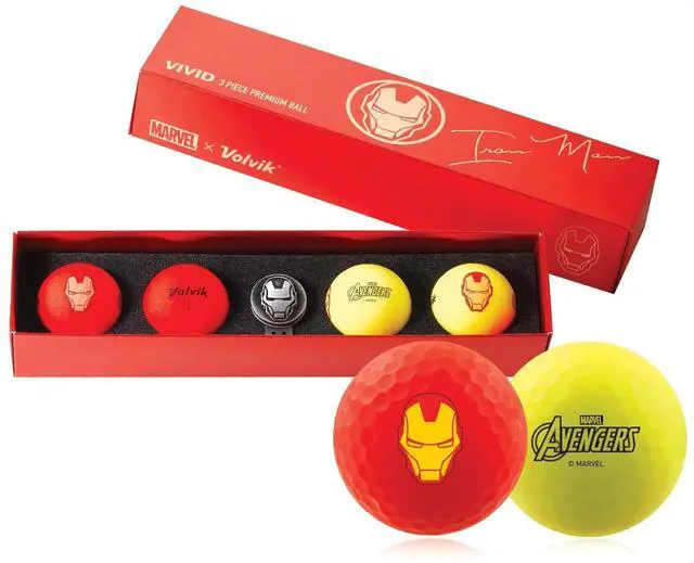 Main image of Volvik Marvel Iron Man Hero Golf Balls | 4-Pack with Ball Marker | High-Performance 3-Piece Ball | Matte Finish & Vibrant Colors - 818615027455