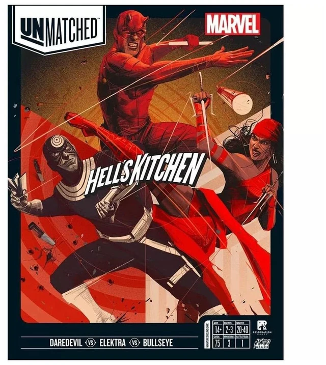 Main image of Restoration Games Unmatched: Marvel Hells Kitchen - Heroes Daredevil Elektra Bullseye