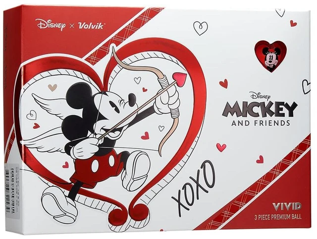 Main image of Volvik Vivid Disney Golf Balls XOXO Love | Mickey Mouse & Minnie Mouse Balls| High-Visibility Matte Finish | Enhanced Performance & Distance | Ideal For All Skill Levels | 1 Dozen Balls