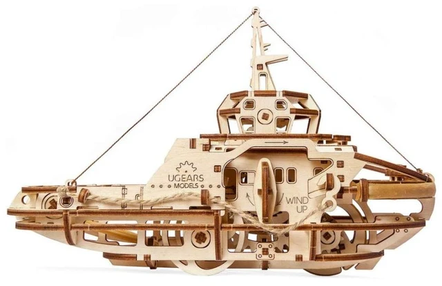 Main image of Tugboat Ugears 3D Mechanical Wooden Model for Self Assembling, DIY, Brainteaser