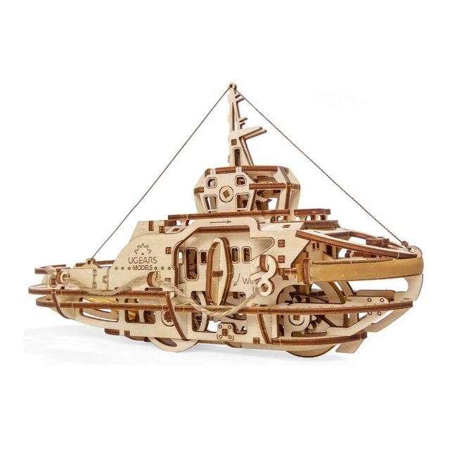 Alt view image 3 of 3 - Tugboat Ugears 3D Mechanical Wooden Model for Self Assembling, DIY, Brainteaser