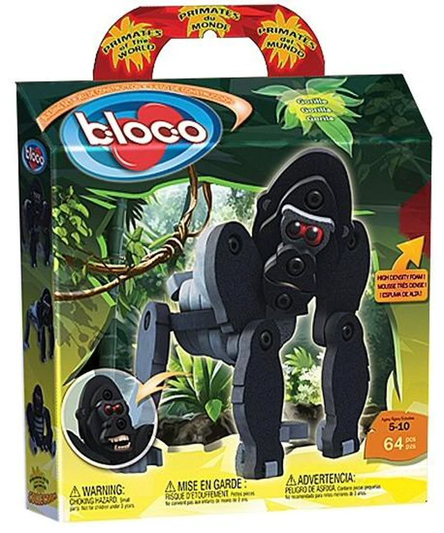 Alt view image 4 of 4 - Bloco Toys The Gorilla - Educational STEM Toy - Great Ape Silverback Animals - DIY Modular Building Construction Set (64 Pieces)