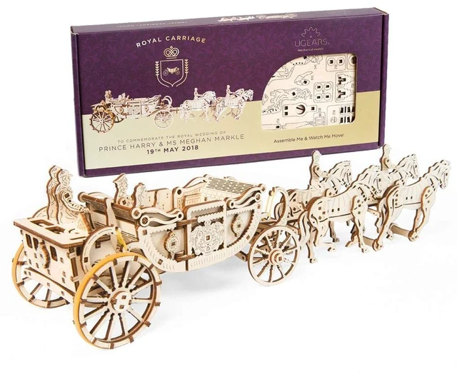 Main image of UGEARS 70050 Royal Wedding Carriage Mechanical Wooden Model Kit