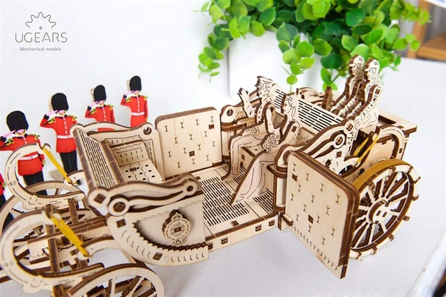 Alt view image 3 of 7 - UGEARS 70050 Royal Wedding Carriage Mechanical Wooden Model Kit