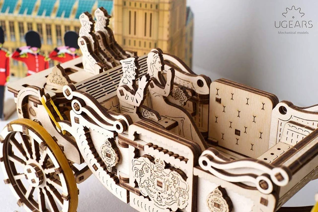 Alt view image 5 of 7 - UGEARS 70050 Royal Wedding Carriage Mechanical Wooden Model Kit