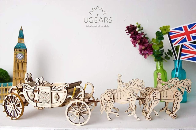 Alt view image 4 of 7 - UGEARS 70050 Royal Wedding Carriage Mechanical Wooden Model Kit