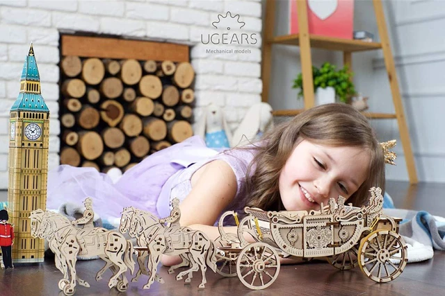 Alt view image 6 of 7 - UGEARS 70050 Royal Wedding Carriage Mechanical Wooden Model Kit