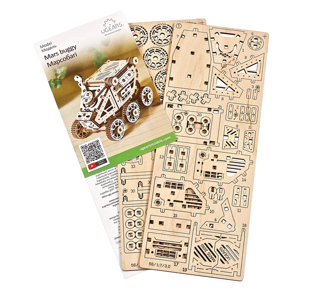 Alt view image 6 of 7 - UGEARS Science STEM Mars Buggy, DIY Engineering Activity, STEAM School Project, Mechanical Wooden Puzzle, Eco Building 3D Toy, Educational Gift for Kids & Teen, Boy Girl, Self-Assembly Craft Kit