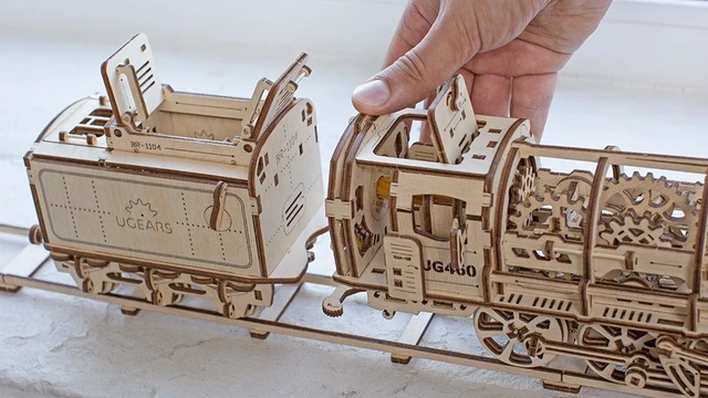Alt view image 3 of 7 - Ugears 3D Locomotive Train Model Adult Puzzle Self-Assembling Brainteaser Toys